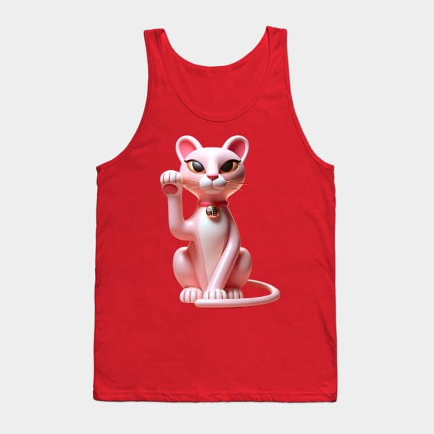 Pink Panther Maneki Neko Tank Top by Tiger Mountain Design Co.